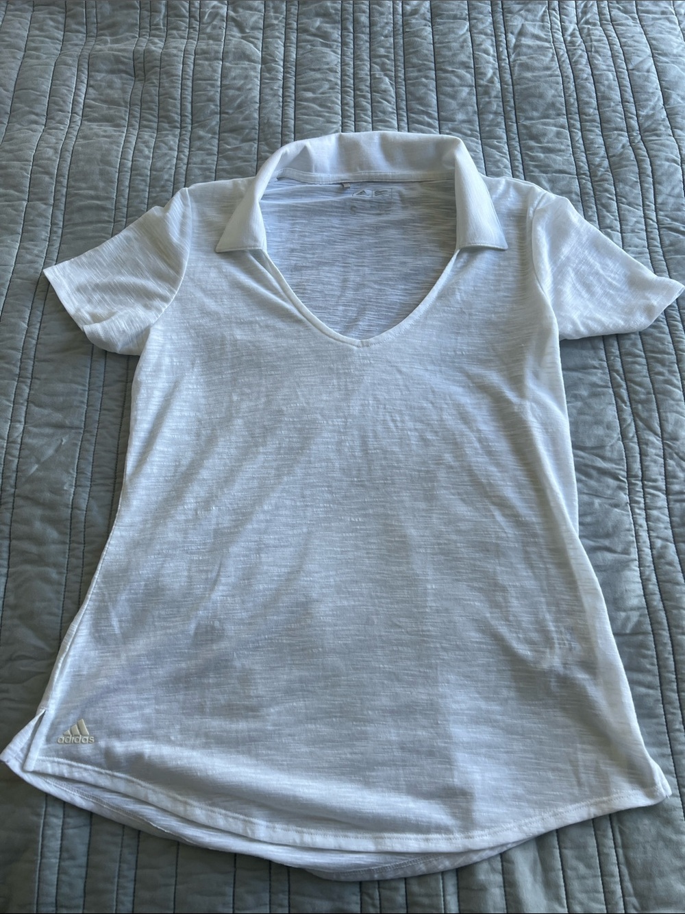 adidas White V-Neck Short Sleeve golf
